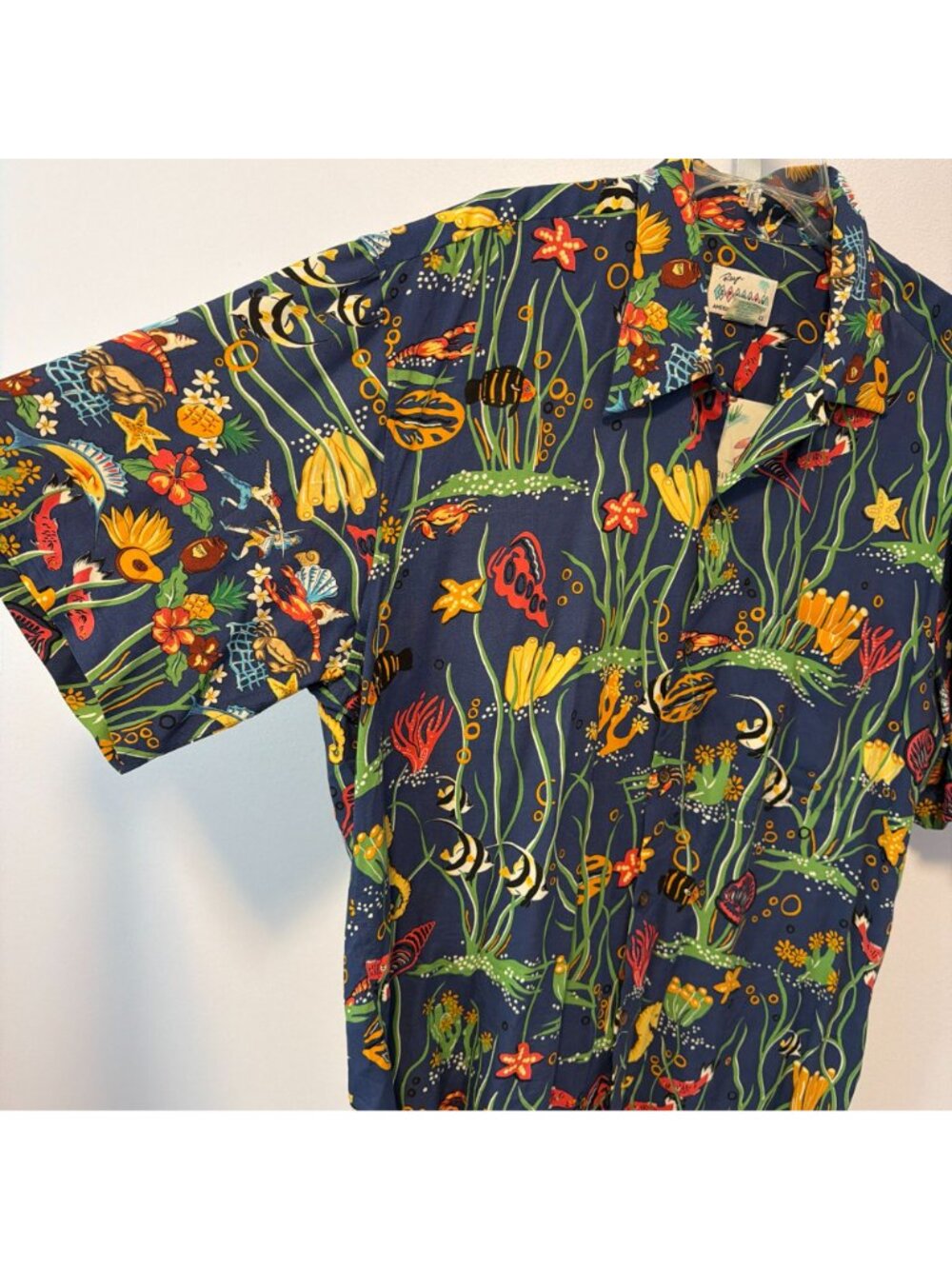 Vintage 90s Reyn Spooner Caribbean Map Aloha Shirt XL Hawaii Tiki Cruise Fish - Picture 7 of 7